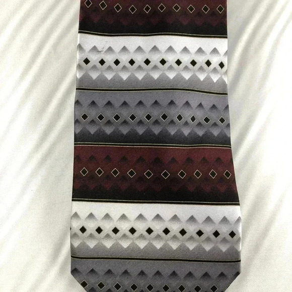 Valerio Garati Maroon Gray Silk Tie 57” - Picture 1 of 3